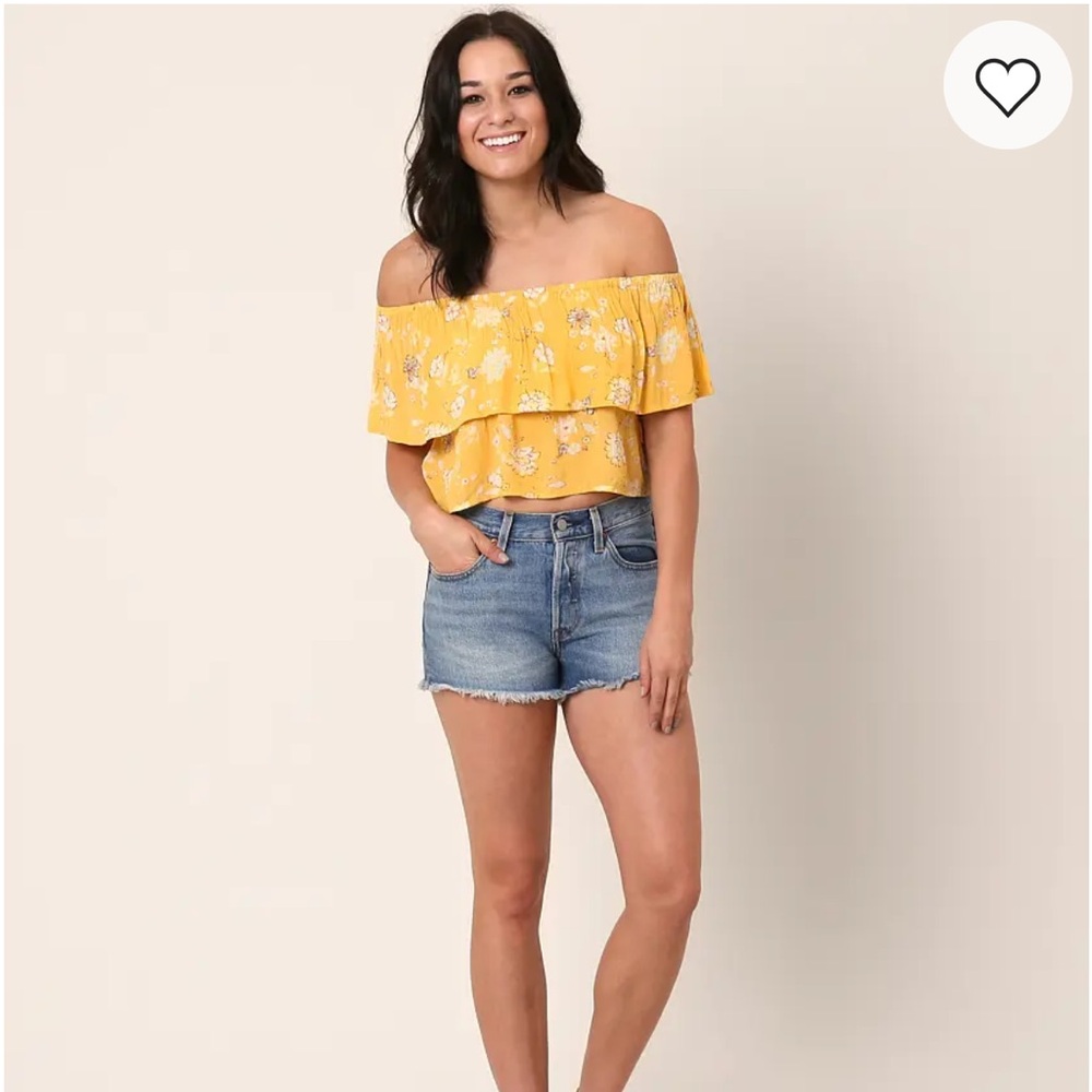 Billabong Billabong Off Shoulder Tropical Ruffle Top